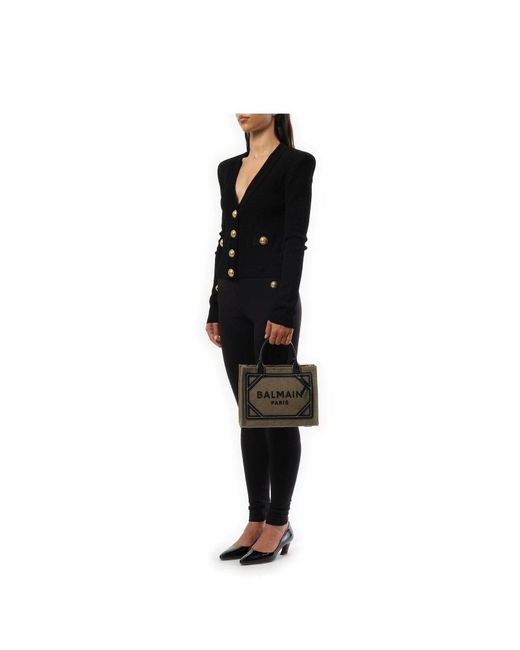 Balmain Metallic B-Army Small Canvas Shopper Bag, 100% Calfskin