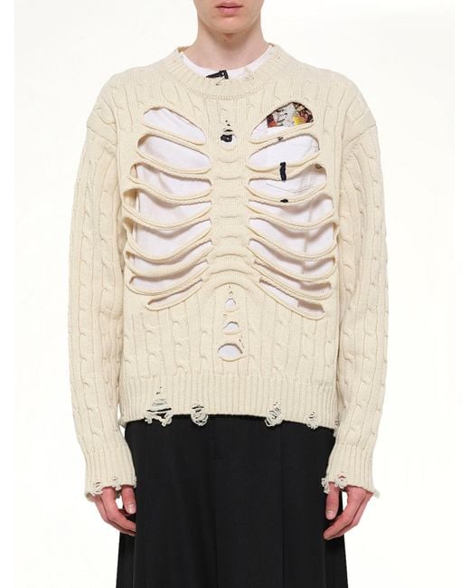 Doublet Natural Rib Cage Cable Knit Pullover for men