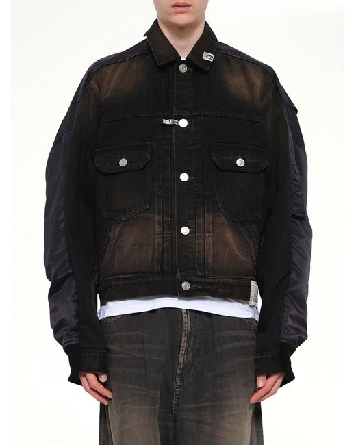 Maison Mihara Yasuhiro Black Combined Denim Ma-1 Blouson for men