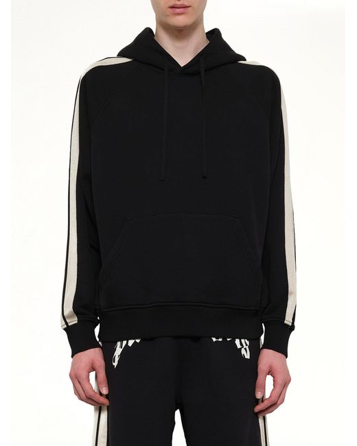 Palm Angels Black Back Curved Logo Track Hoodie for men