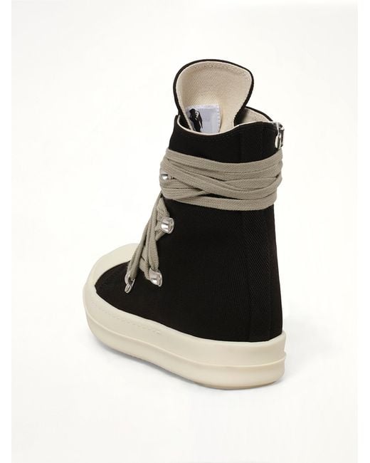 Rick Owens Black 13Oz Overdyed Denim Megalace Sneaks
