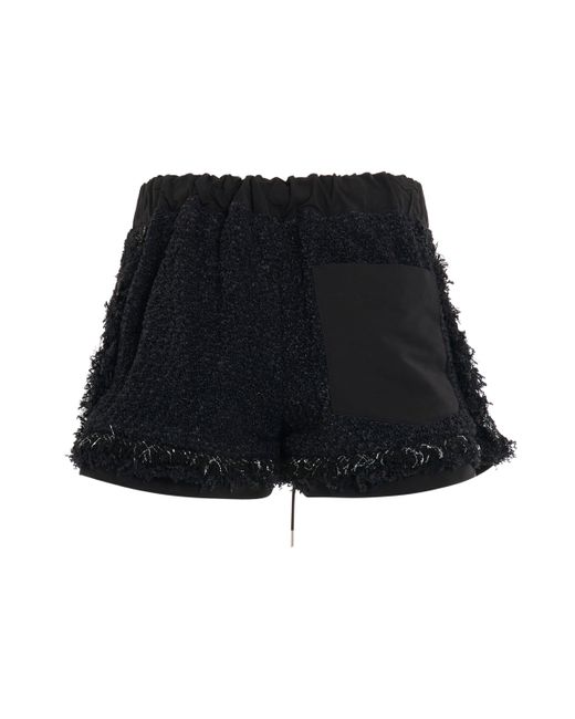 Sacai Black Tweed Shorts, , 100% Cupro