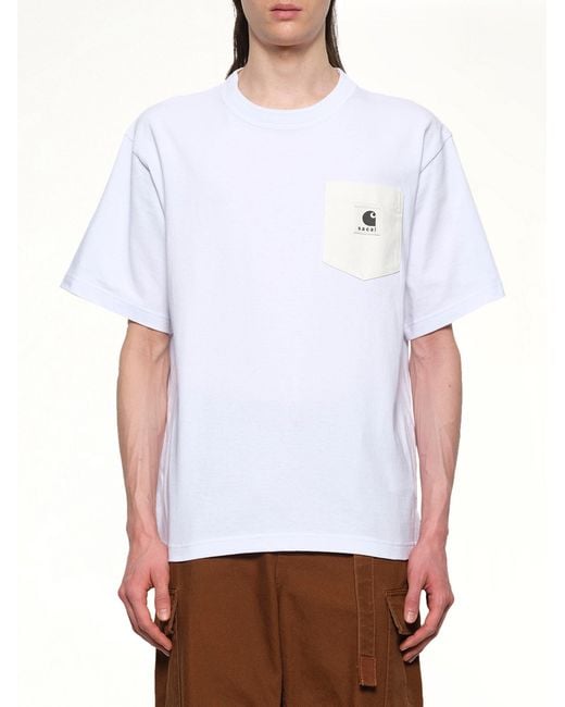 Sacai White Carhartt Wip Cotton Jersey T-Shirt for men