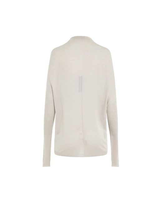 Rick Owens White Light Weight Crater Knit Sweater, Round Neck, Long Sleeves, , 100% New Wool
