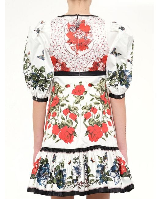 McQueen Red Floral Table Abito Dress