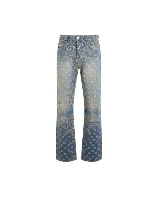 Amiri Blue Bandana Jacquard Straight Jeans, Crafted, 100% Cotton for men