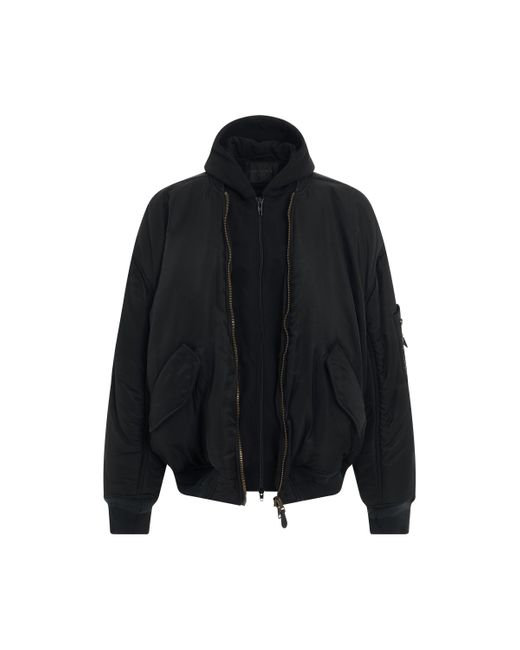 Balenciaga Black All Bomber Jacket, , 100% Cotton for men