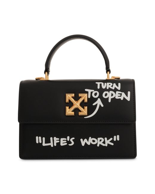 Off-White c/o Virgil Abloh Black Off- Jitney 1.4 Top Handle Quote Bag, /, 100% Leather