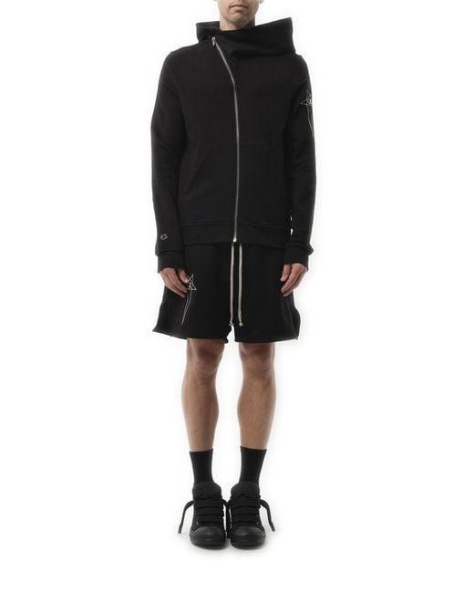 Rick Owens Black X Champion X Drkshdw Mountain Hoodie, 100% Cotton, Size: Small for men