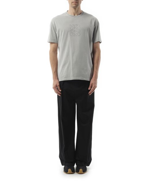 Loewe Gray Faded Anagram T-Shirt, Short Sleeves, 100% Cotton, Size: Small for men