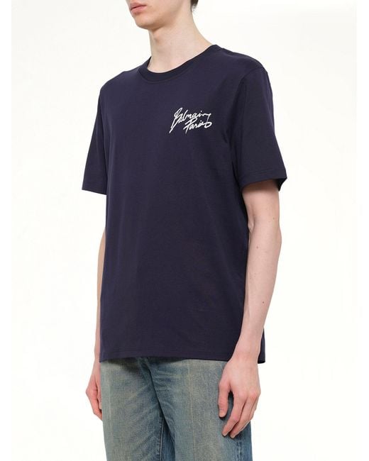 Balmain Blue Small Paris Brush T-Shirt Reg Fit for men