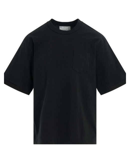 Sacai Black Overdye T-Shirt, Short Sleeves, 100% Cotton for men