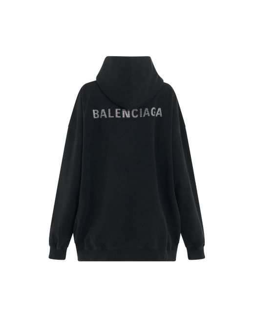 Balenciaga Black Back Logo Oversized Hoodie, /, 100% Cotton