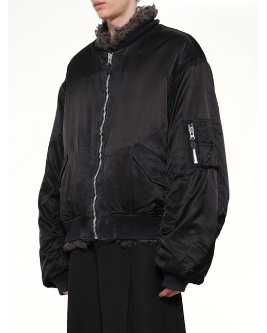 Doublet Black Smoke Fur Reversible Bomber Jacket for men