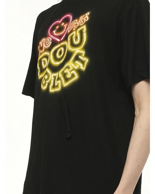 Doublet Black Big Neon Paint Fan Service T-Shirt, 100% Polyester for men