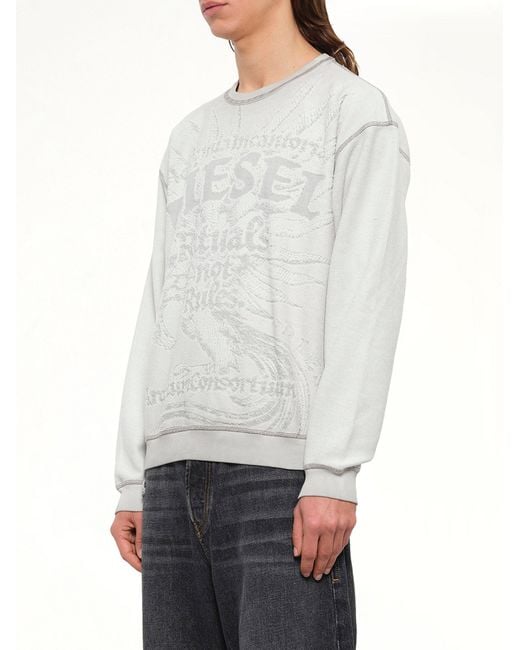 DIESEL Gray Aron-Raw Sweatshirt for men