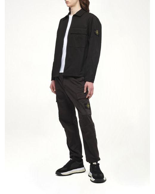 Stone Island Black 120001 Overshirt, 100% Cotton, Size: Small for men