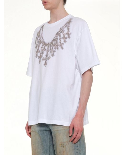 we11done White Cross Necklace T-Shirt for men