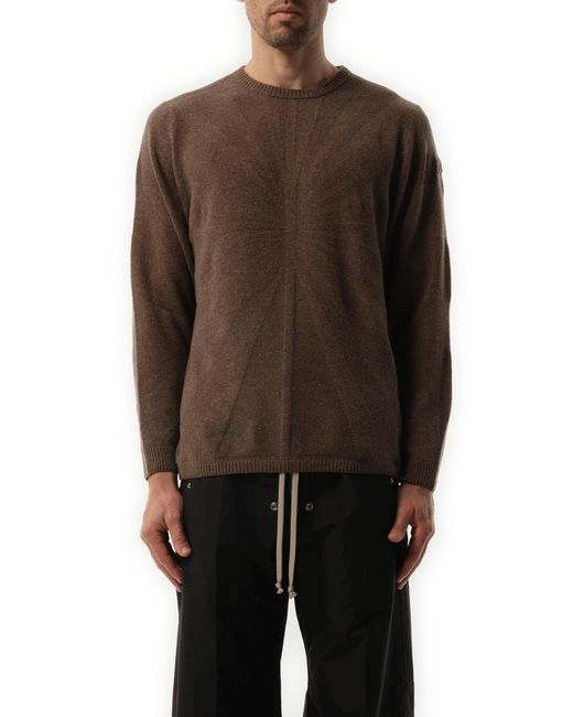 Rick Owens Brown X Moncler Jumbo Round Neck Sweater, Long Sleeves, 100% Cotton, Size: Small for men
