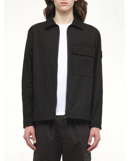Stone Island Black 120001 Overshirt, 100% Cotton, Size: Small for men