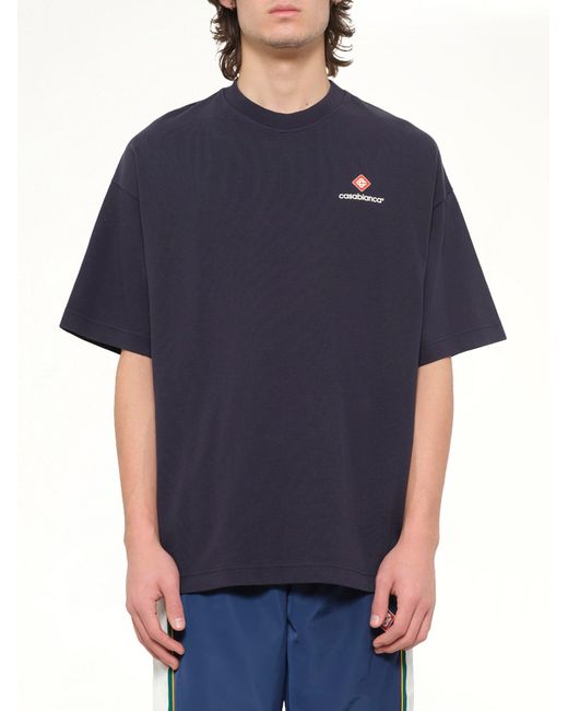 Casablanca Blue Sports Oversized T-Shirt for men