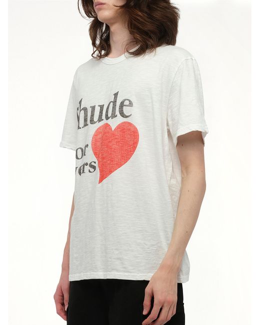 Rhude Gray Lovers Slub Tee, 100% Cotton, Size: Small for men