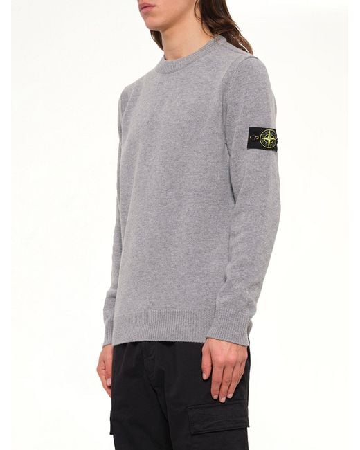 Stone Island Gray 5100072 Lambswool Crewneck Sweater for men