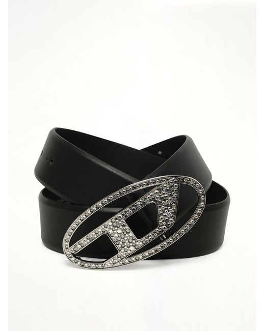 DIESEL Black B-1Dr Strass Belt