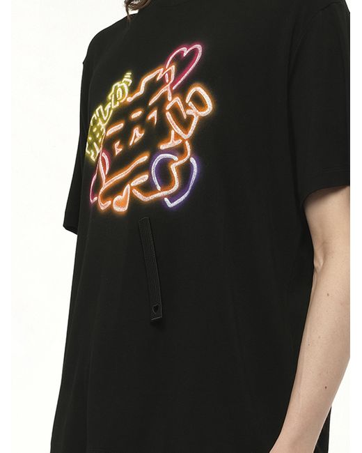 Doublet Black Big Japanese Neon Paint Fan Service T-Shirt, 100% Polyester, Size: Small for men