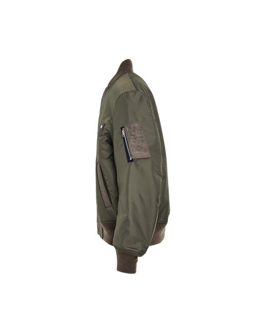 Sacai Green Nylon Twill Blouson Bomber Jacket, Long Sleeves, , 100% Polyester for men