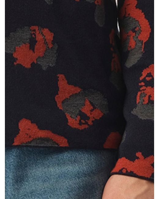 Lanvin Blue Leopard Jacq Raw Sweatshirter, Long Sleeves, Size: Small for men