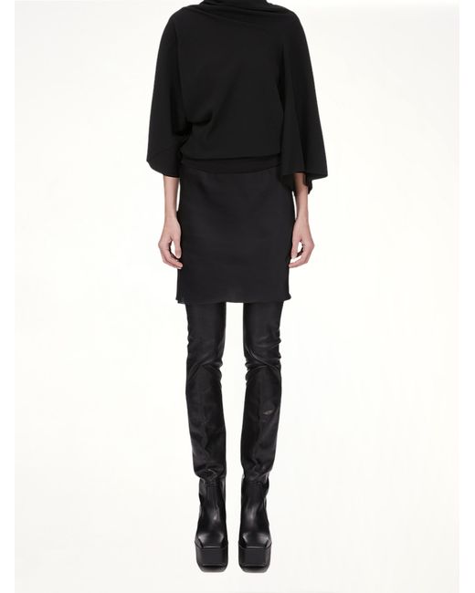 Rick Owens Black Short Bias Skirt, 100% Cotton