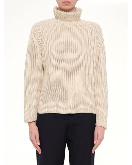 Loewe White Crop Pearls Sweater