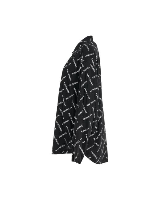 Balenciaga Black All-Over Logo Long Sleeve Shirt, /, 100% Viscose