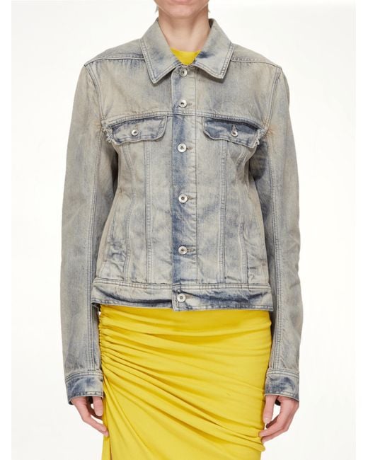 Rick Owens Gray Trucker Worker Jacket, 100% Cotton