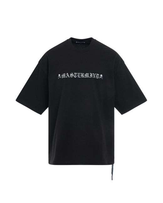 Mastermind Japan Black Rubbed Logo Boxy Fit T-Shirt, Round Neck, Short Sleeves, , 100% Cotton for men