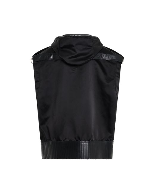 Rick Owens Black Lido Sleeveless Zip Vest With Hood, , 100% Calf Leather for men