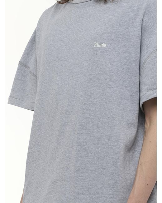 Rhude Gray Classique Reverse T-Shirt, 100% Cotton, Size: Small for men
