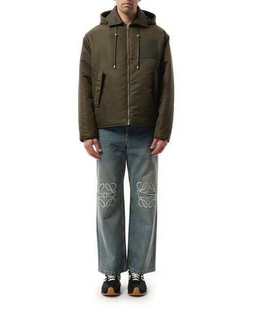 Loewe Green Padded Hood Jacket, 100% Polyamide for men