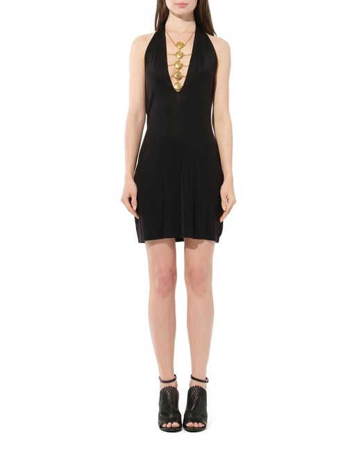 Balmain Black V Neck Jersey Dress
