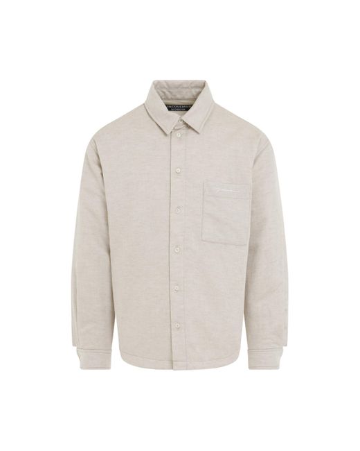 Jacquemus White Boulanger Puffed Overshirt, Long Sleeves, Light, 100% Viscose for men