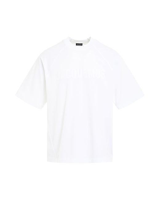 Jacquemus White 'Typo Logo T-Shirt, , 100% Cotton, Size: Small for men