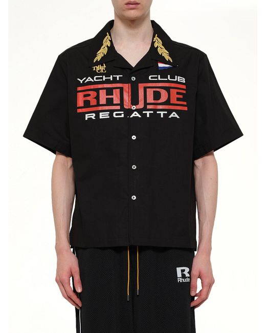 Rhude Black Regatta Club Shirt for men