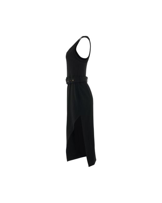Alexander McQueen Black Trompe L'Oeil Pencil Dress, Short Sleeves, , 100% Cotton