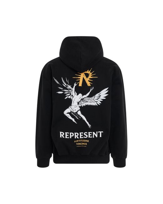 Represent Black 'Icarus Hoodie, Long Sleeves, Jet, 100% Cotton, Size: Small for men