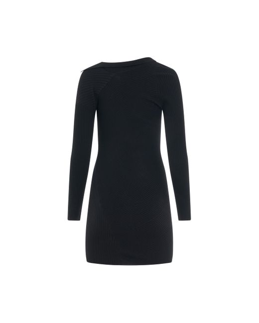 Jacquemus Black Colin Buckle Strap Knit Dress, Long Sleeves