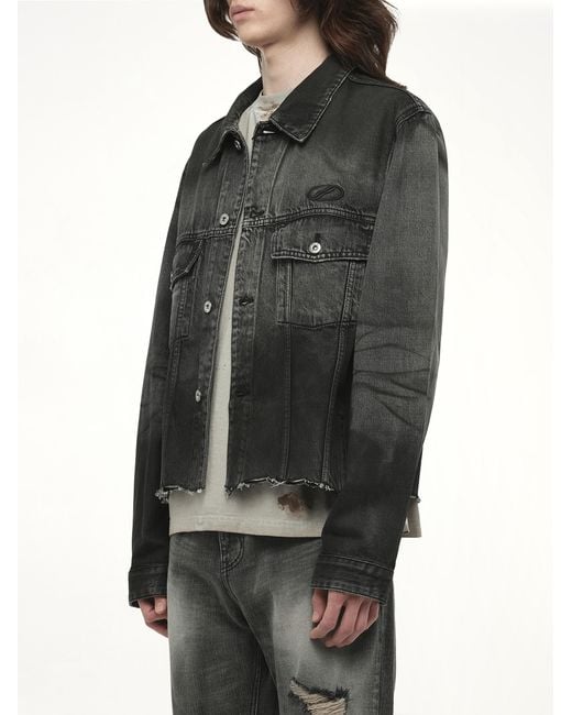 we11done Black Dark-Spray Detail Denim Jacket for men