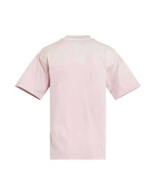 Off-White c/o Virgil Abloh Pink 'Laundry Logo Casual T-Shirt, Short Sleeves, , 100% Cotton, Size: Small