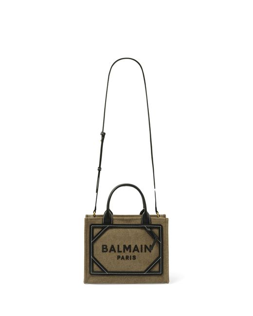 Balmain Metallic B-Army Small Canvas Shopper Bag, 100% Calfskin