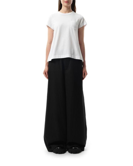 Sacai White X Cotton Poplin X Jersey T-Shirt, Short Sleeves, 100% Cotton